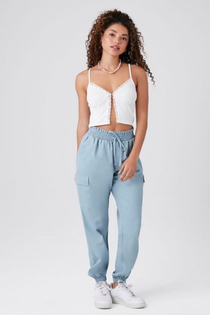 Pantalon Forever 21 Drawstring Cargo Joggers Mujer Azules Claro | WR0vmlQbsHm