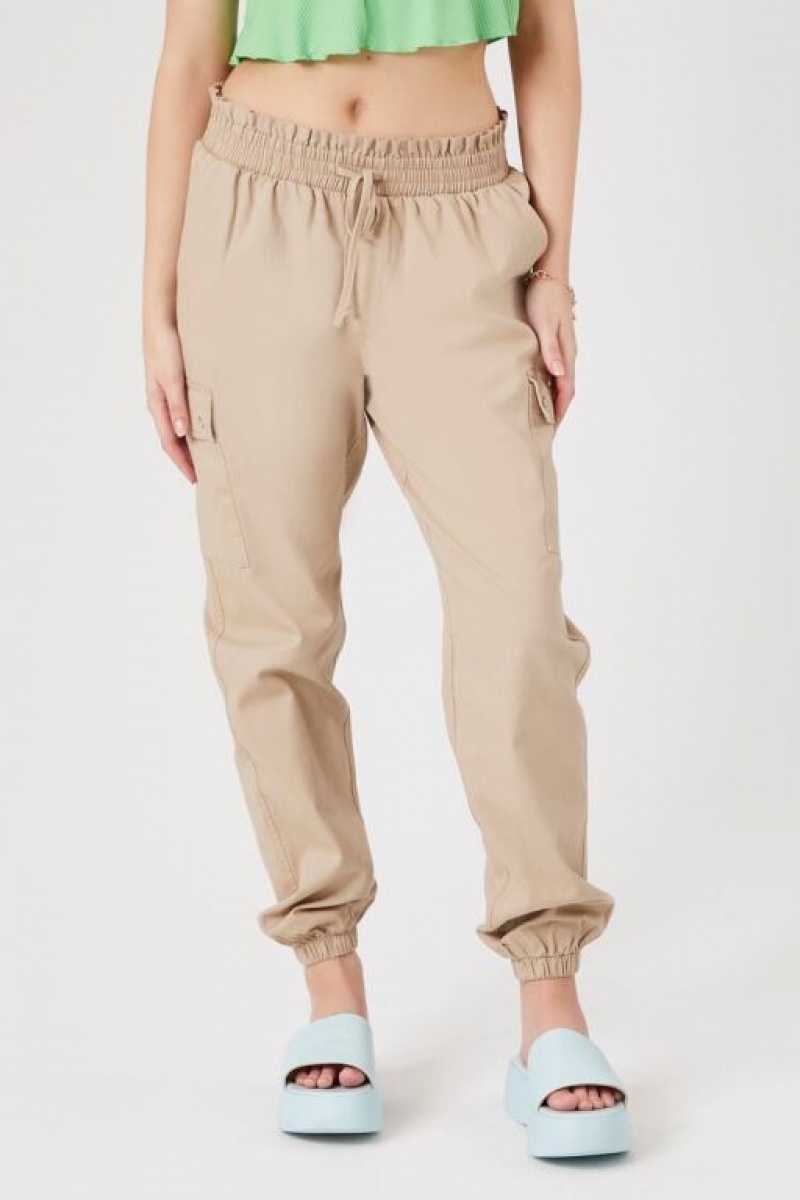 Pantalon Forever 21 Drawstring Cargo Joggers Mujer Kaki | 02gjCpHh907