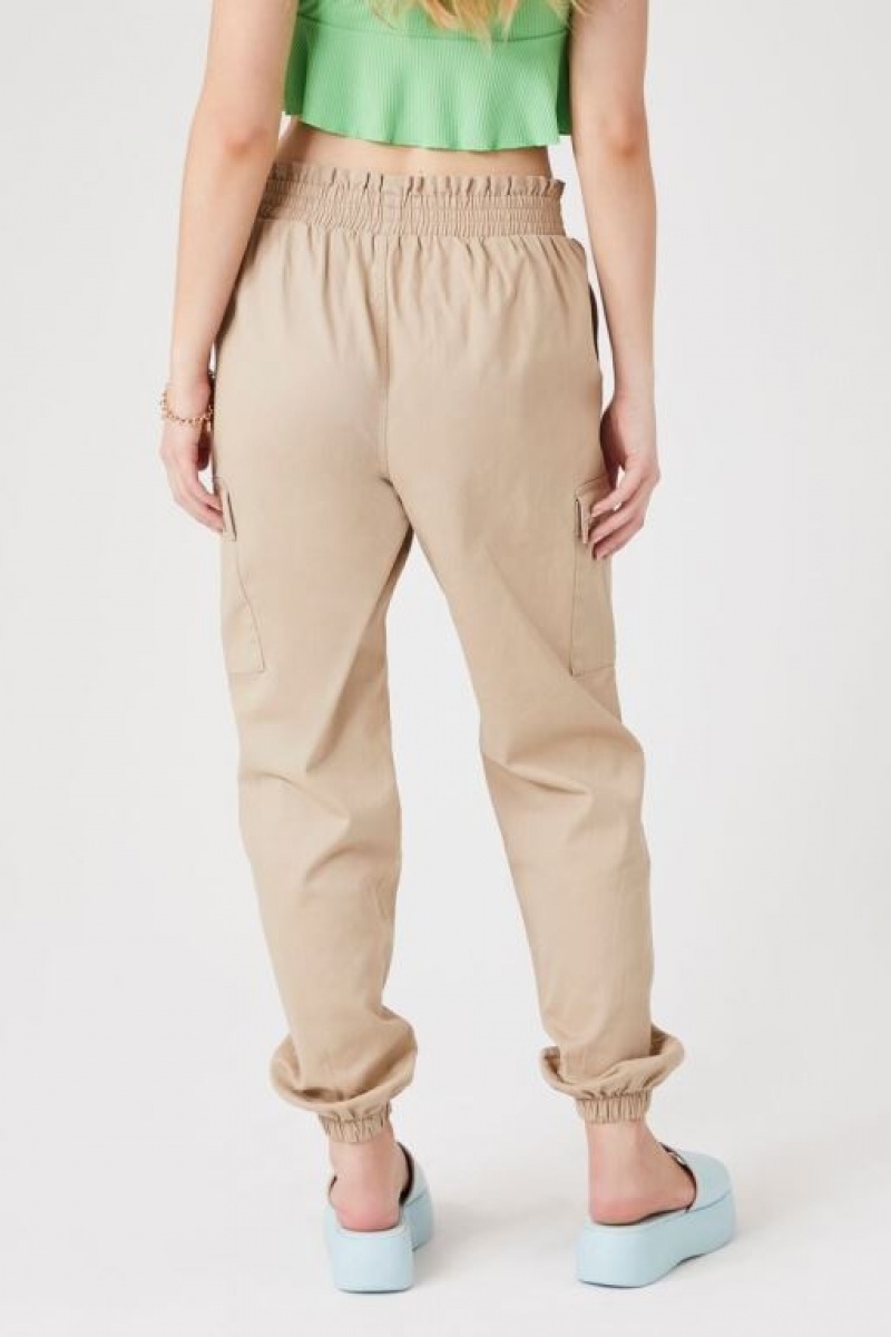 Pantalon Forever 21 Drawstring Cargo Joggers Mujer Kaki | 02gjCpHh907