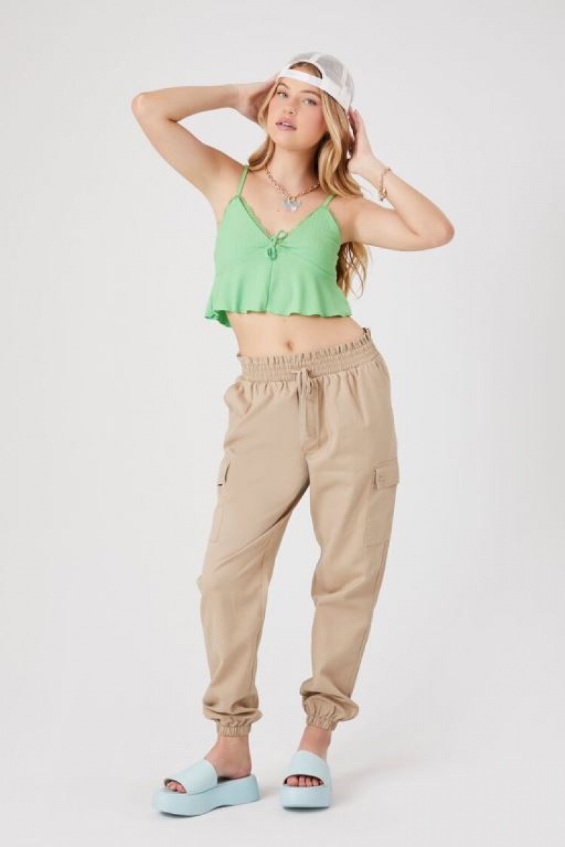 Pantalon Forever 21 Drawstring Cargo Joggers Mujer Kaki | 02gjCpHh907