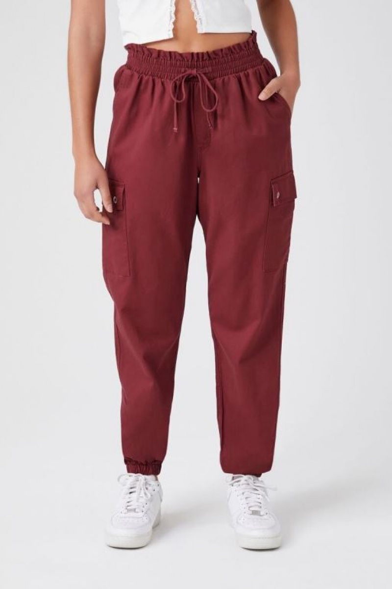 Pantalon Forever 21 Drawstring Cargo Joggers Mujer Rojas | cZPC1RxYgLO