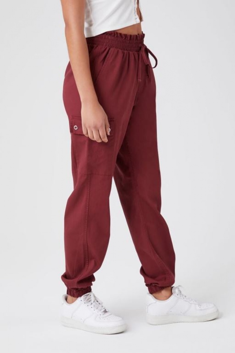 Pantalon Forever 21 Drawstring Cargo Joggers Mujer Rojas | cZPC1RxYgLO