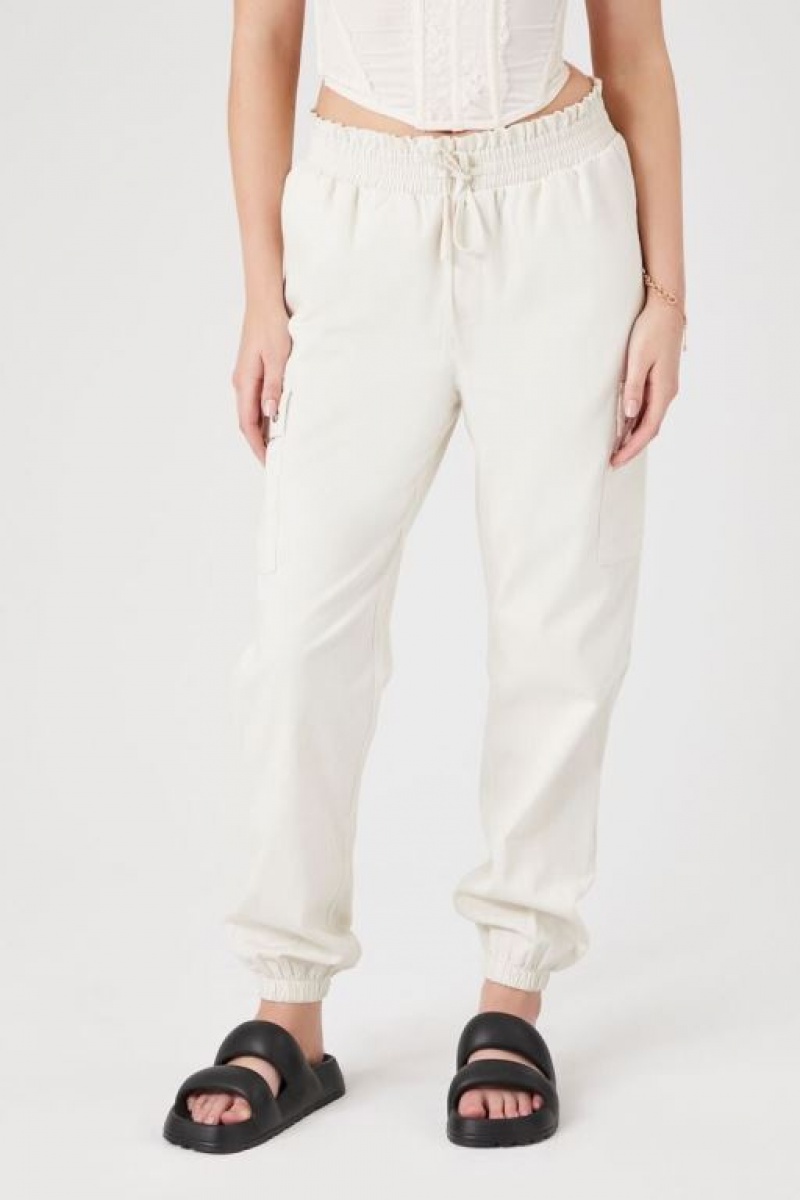 Pantalon Forever 21 Drawstring Cargo Joggers Mujer Blancas | iqed9kgVYXq