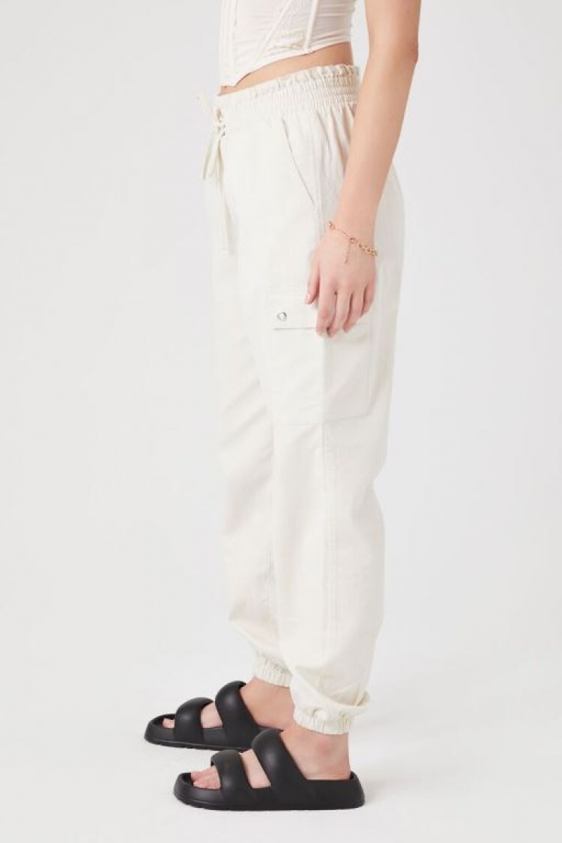 Pantalon Forever 21 Drawstring Cargo Joggers Mujer Blancas | iqed9kgVYXq