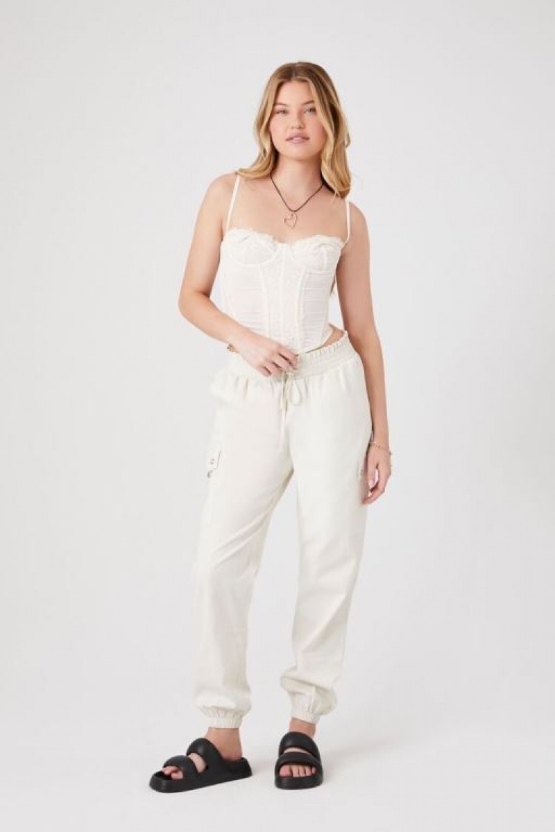 Pantalon Forever 21 Drawstring Cargo Joggers Mujer Blancas | iqed9kgVYXq