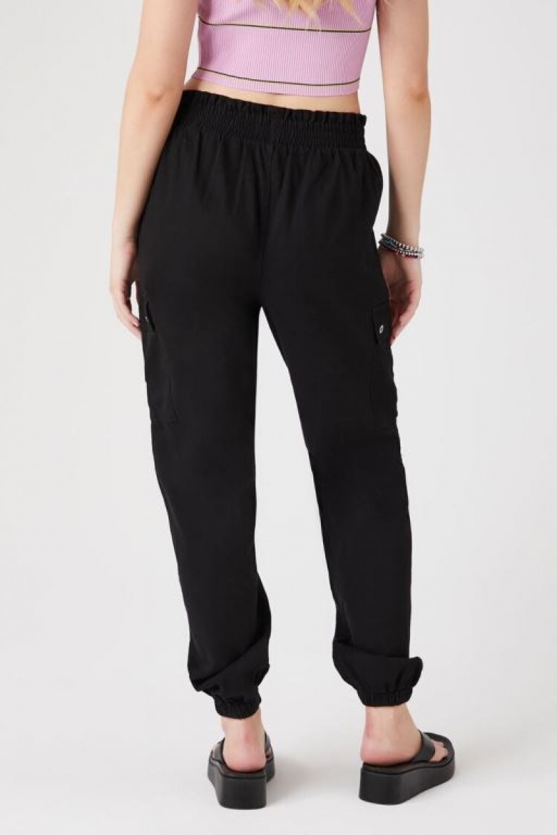 Pantalon Forever 21 Drawstring Cargo Joggers Mujer Negras | T9caahKh2I9