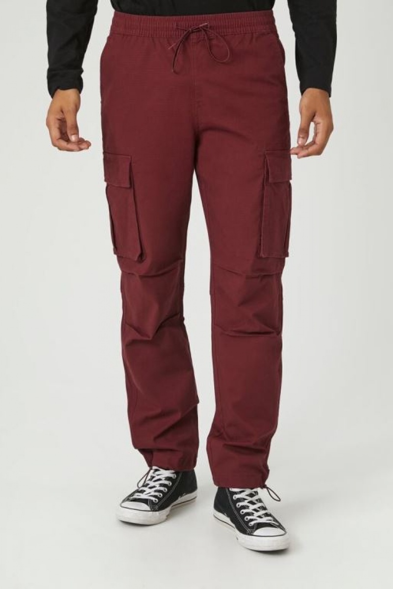 Pantalon Forever 21 Drawstring Cargo Joggers Hombre Burdeos | aPrX88GTeYQ