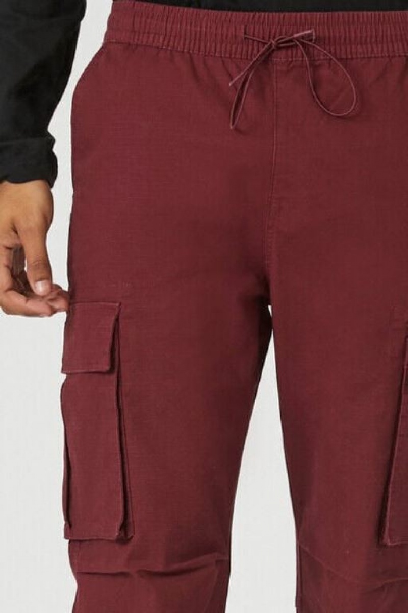 Pantalon Forever 21 Drawstring Cargo Joggers Hombre Burdeos | aPrX88GTeYQ