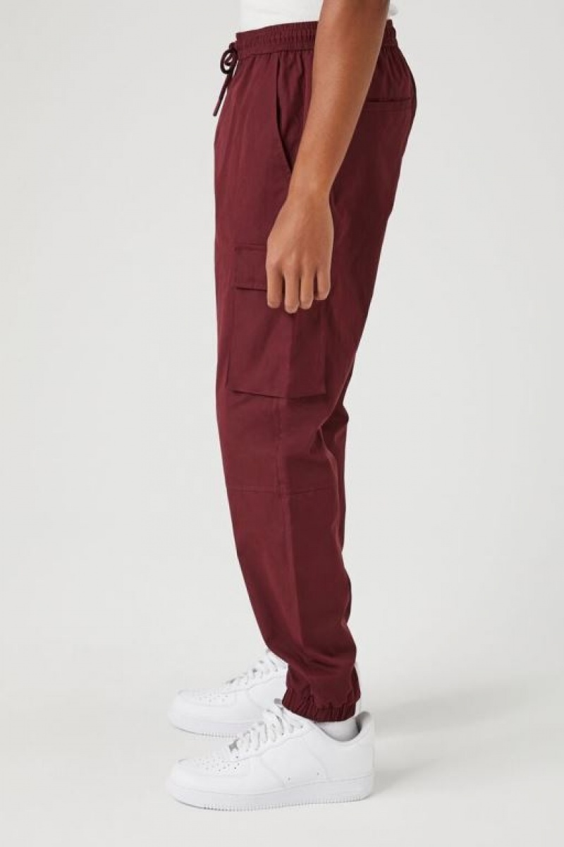 Pantalon Forever 21 Drawstring Cargo Joggers Hombre Burdeos | Wgk3dlZYw0I