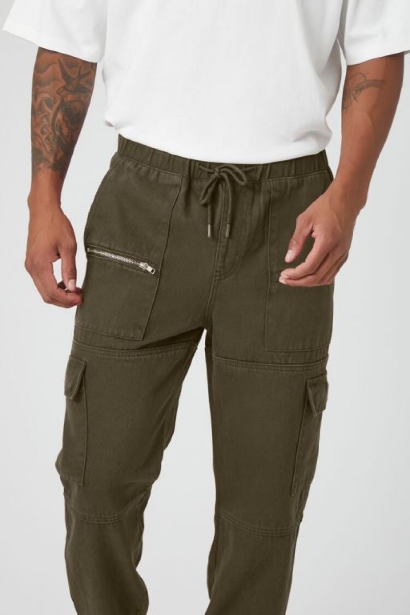 Pantalon Forever 21 Drawstring Cargo Joggers Hombre Verde Oliva | Fh5aFbxpT1n