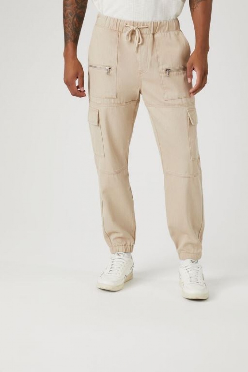 Pantalon Forever 21 Drawstring Cargo Joggers Hombre Gris Marrones | VCuqqtXjI6N