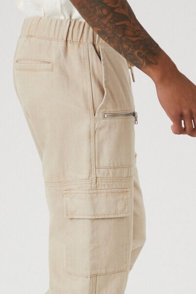 Pantalon Forever 21 Drawstring Cargo Joggers Hombre Gris Marrones | VCuqqtXjI6N