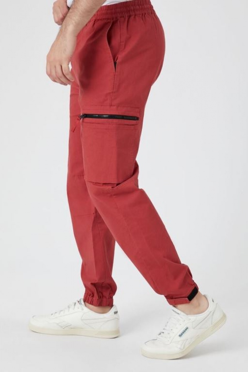 Pantalon Forever 21 Drawstring Cargo Joggers Hombre Rojas | Q8ysI6PyeD1