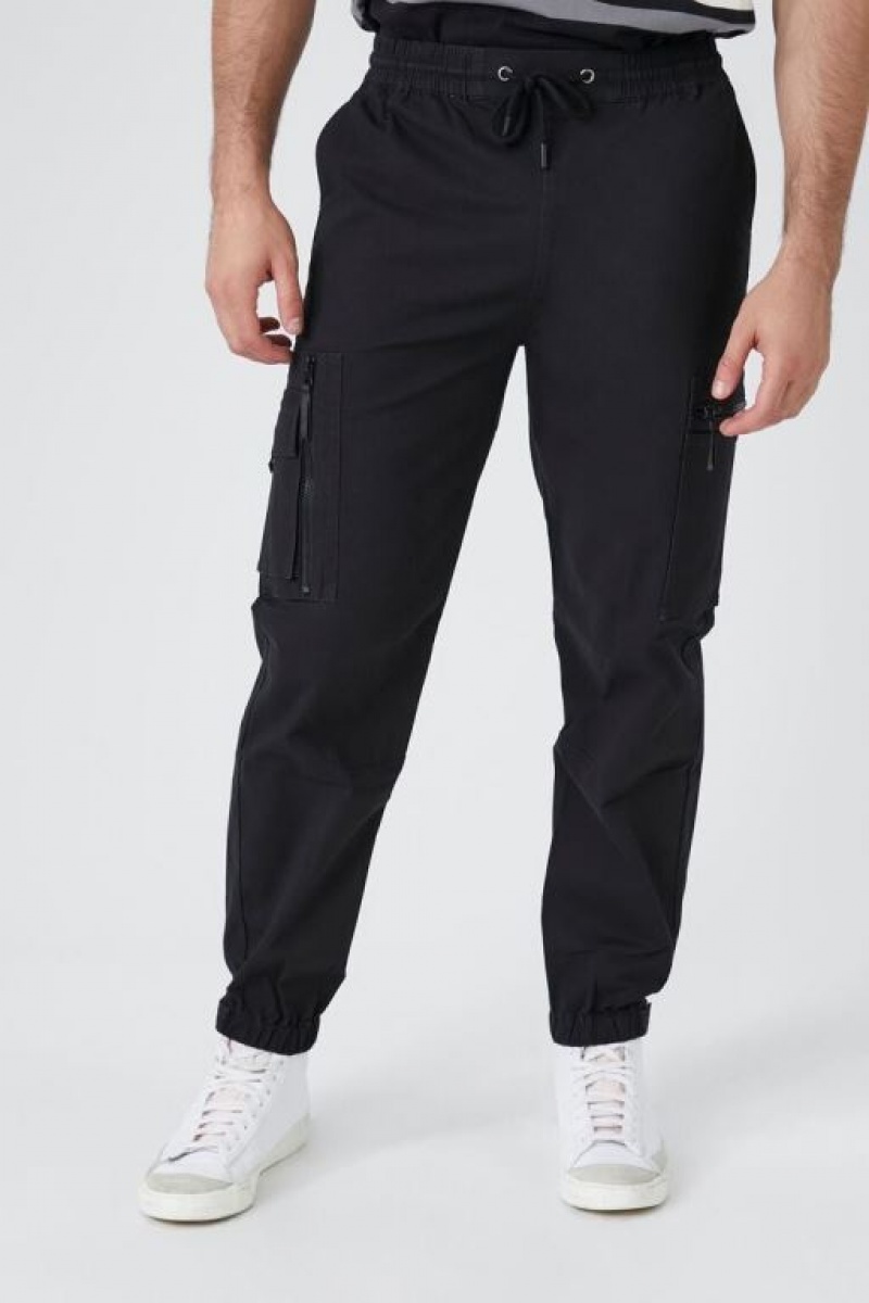 Pantalon Forever 21 Drawstring Cargo Joggers Hombre Negras | bBs5U8U1Mlk