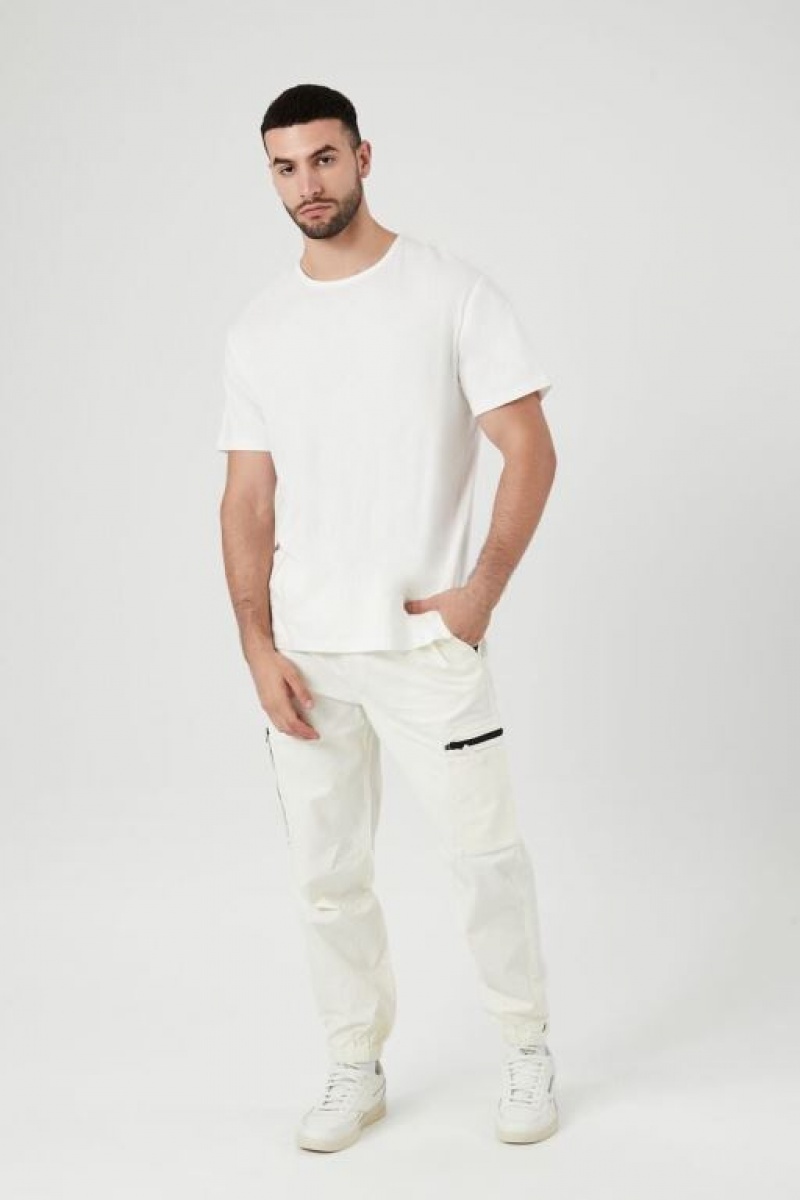 Pantalon Forever 21 Drawstring Cargo Joggers Hombre Creme | VhHzC2X3Zlx