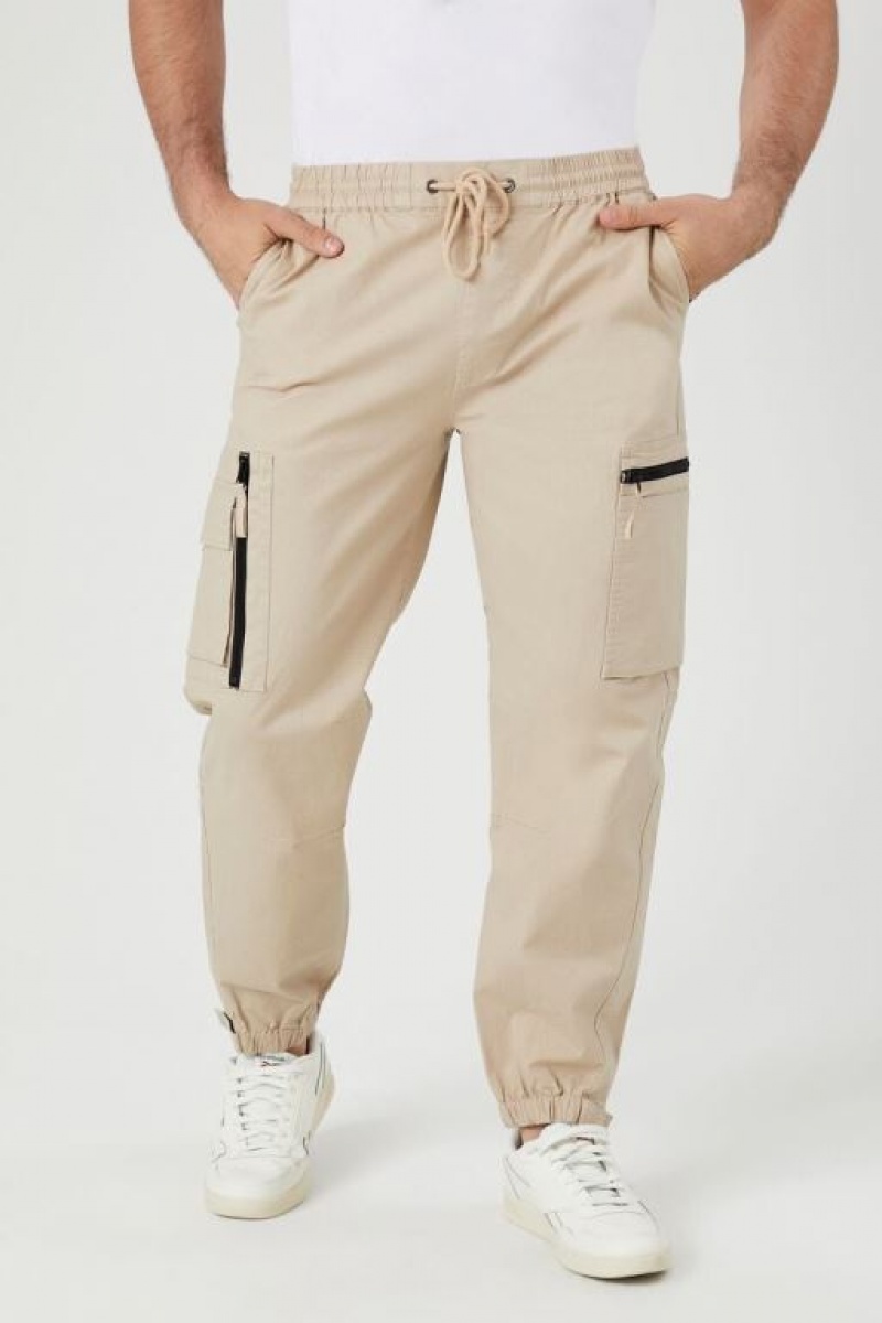 Pantalon Forever 21 Drawstring Cargo Joggers Hombre Gris Marrones | ziYJQRLPPYH