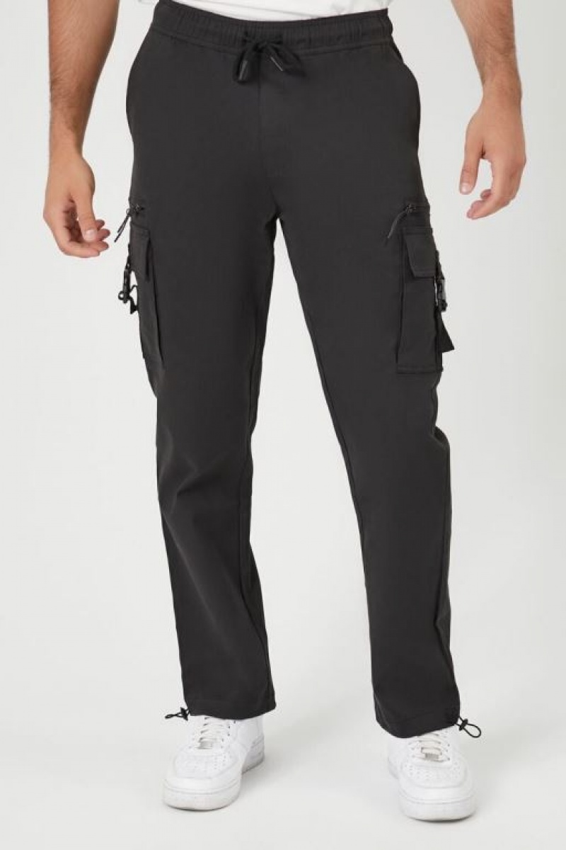 Pantalon Forever 21 Drawstring Cargo Joggers Hombre Negras | zTESKyqKt1u