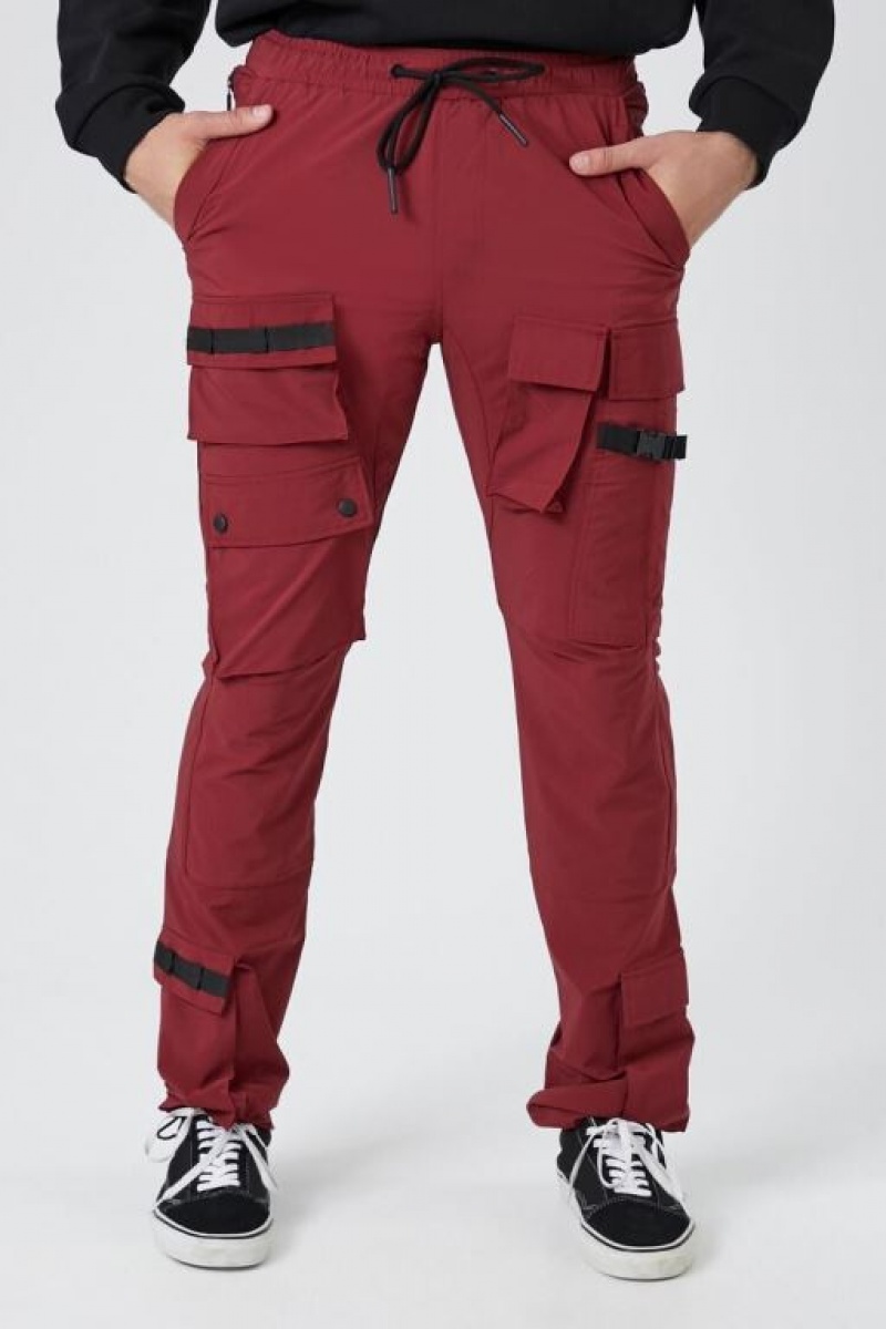 Pantalon Forever 21 Drawstring Cargo Joggers Hombre Burdeos | nXZFX2YJkJo