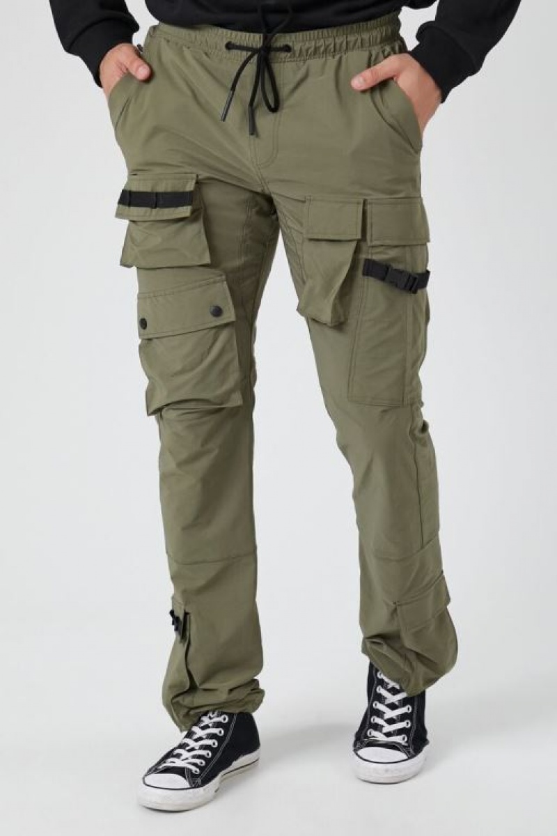 Pantalon Forever 21 Drawstring Cargo Joggers Hombre Verde Oliva | JJcX41DsezE