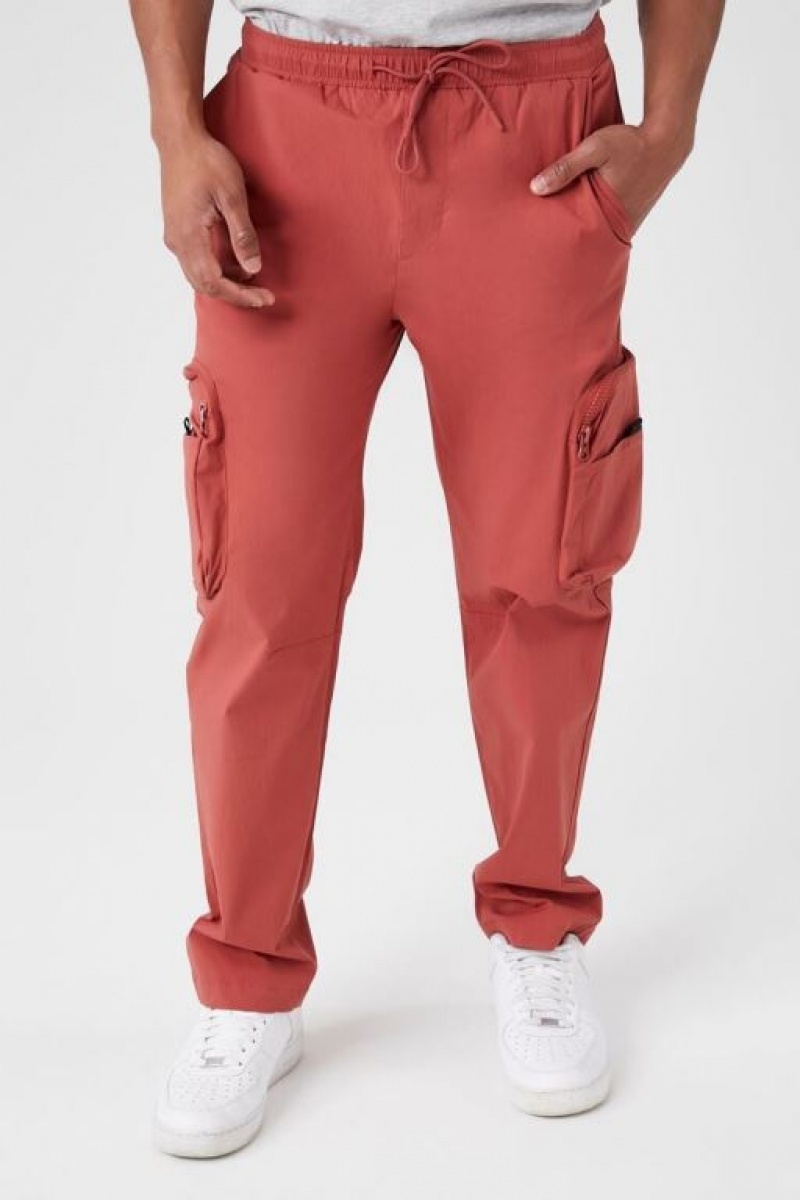 Pantalon Forever 21 Drawstring Cargo Joggers Hombre Rojas | 9BUoTFn3ARF