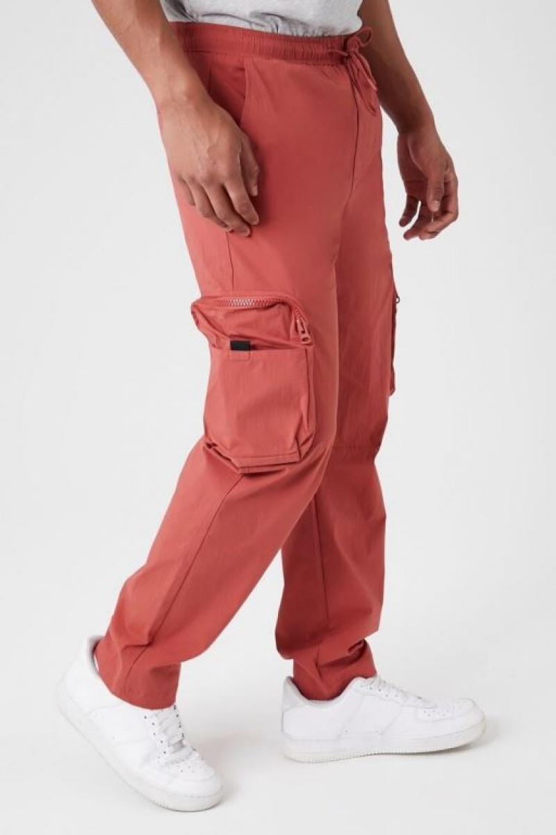 Pantalon Forever 21 Drawstring Cargo Joggers Hombre Rojas | 9BUoTFn3ARF