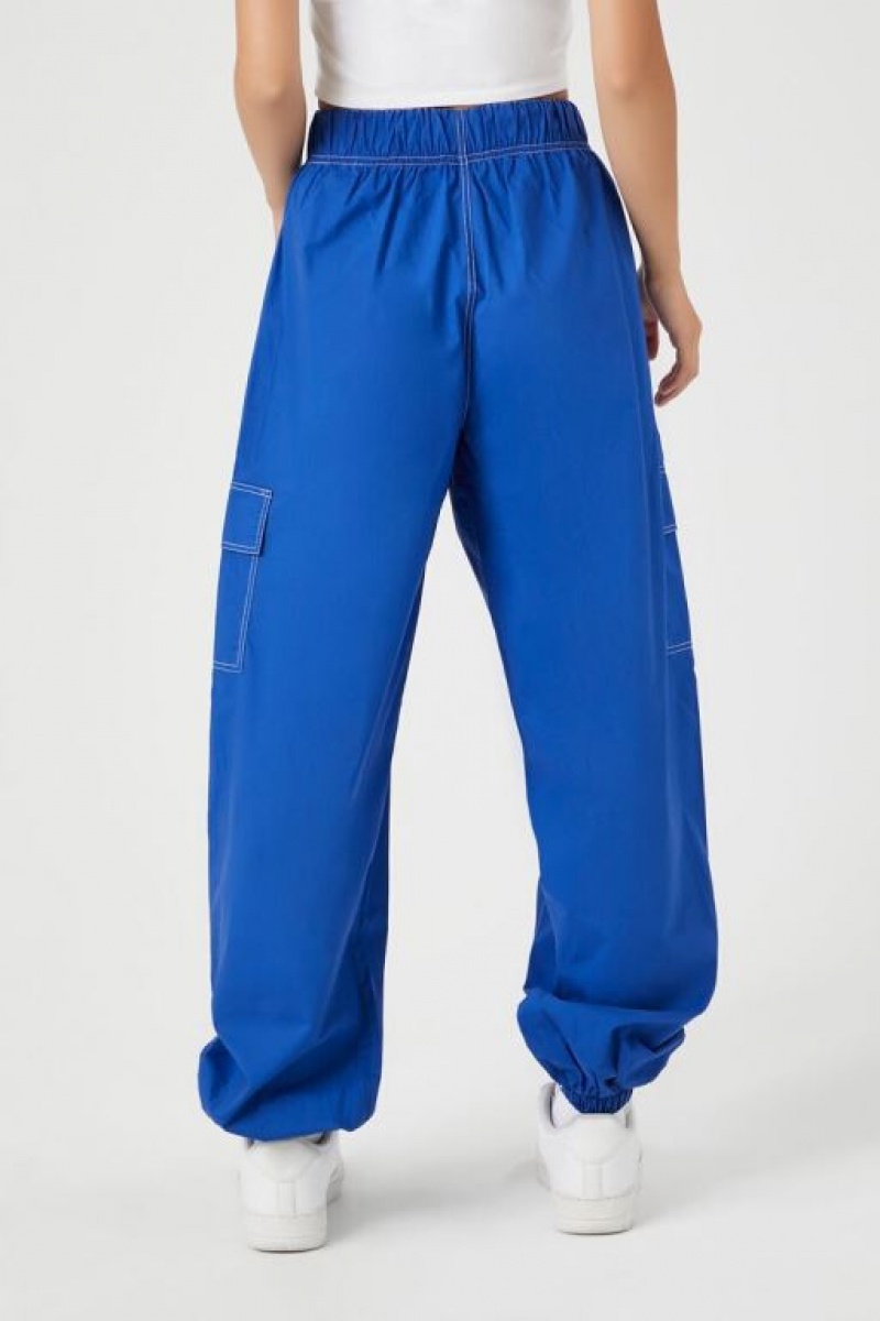 Pantalon Forever 21 Drawstring Poplin Cargo Joggers Mujer Azules | zrghoEqrLxh