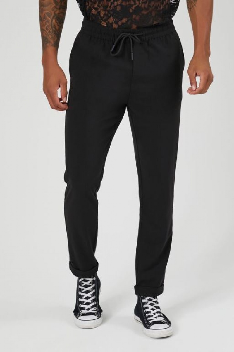 Pantalon Forever 21 Drawstring Slim Fit Hombre Negras | 0zVpOzDnLpN