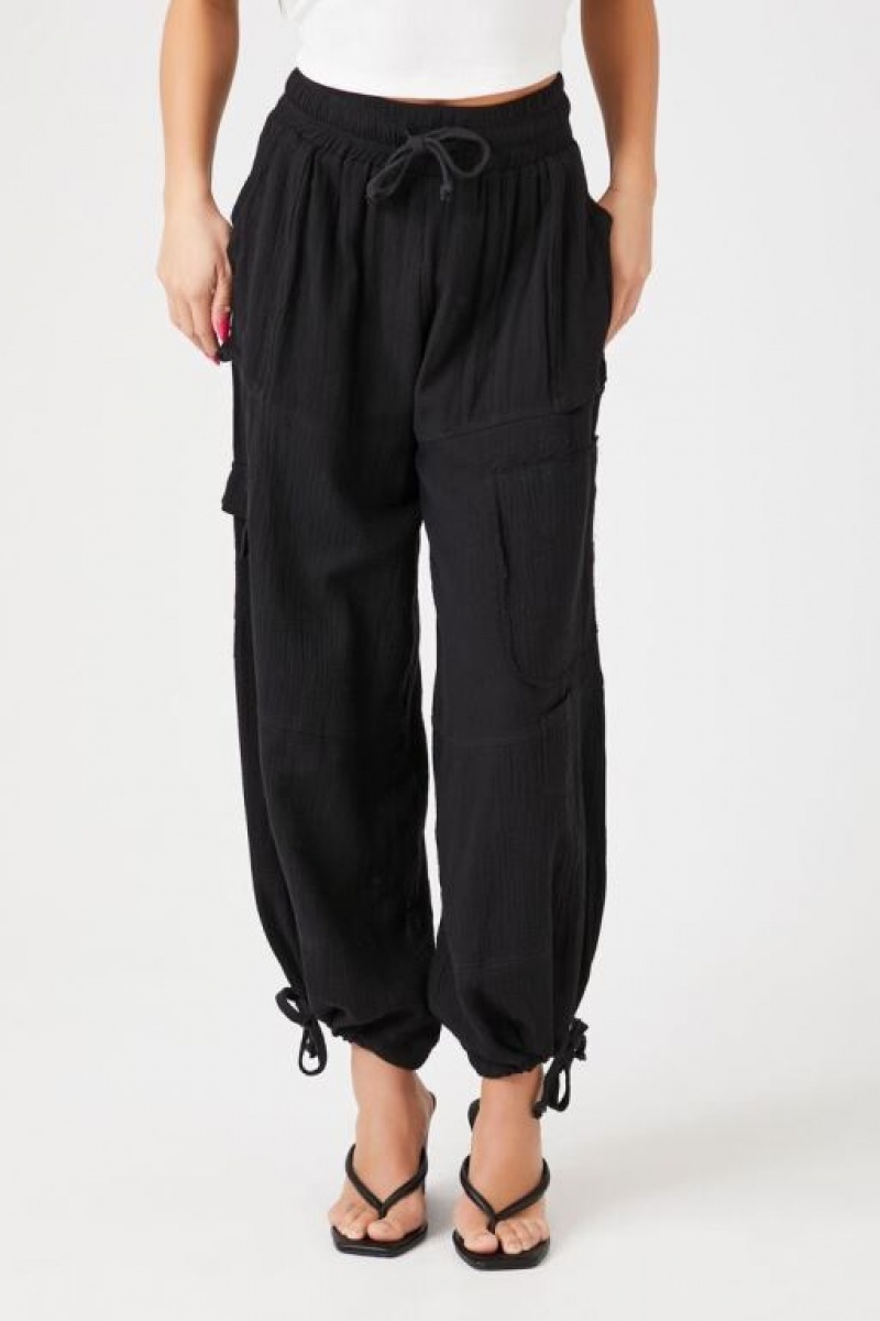 Pantalon Forever 21 Drawstring Tie Hem Joggers Mujer Negras | DYEVSInUuiT