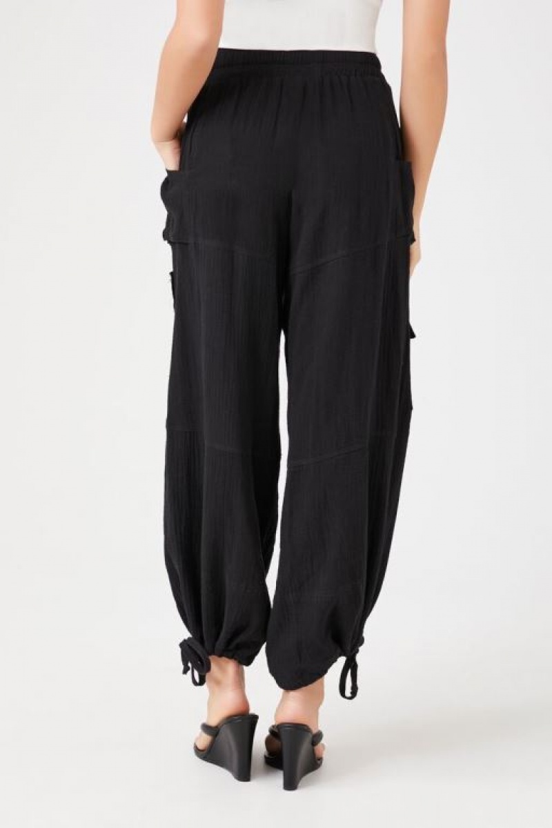 Pantalon Forever 21 Drawstring Tie Hem Joggers Mujer Negras | DYEVSInUuiT