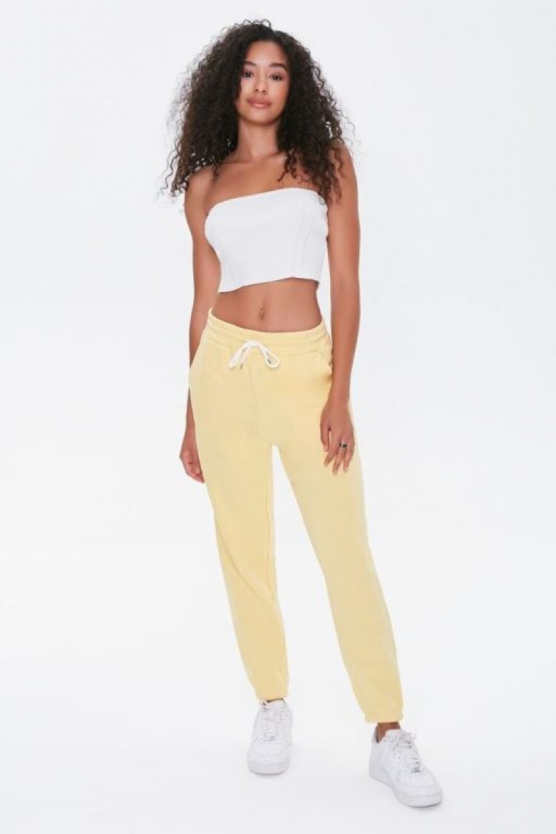 Pantalon Forever 21 Drawstring Waist Joggers Mujer Butter | XHD0wLnkVT8