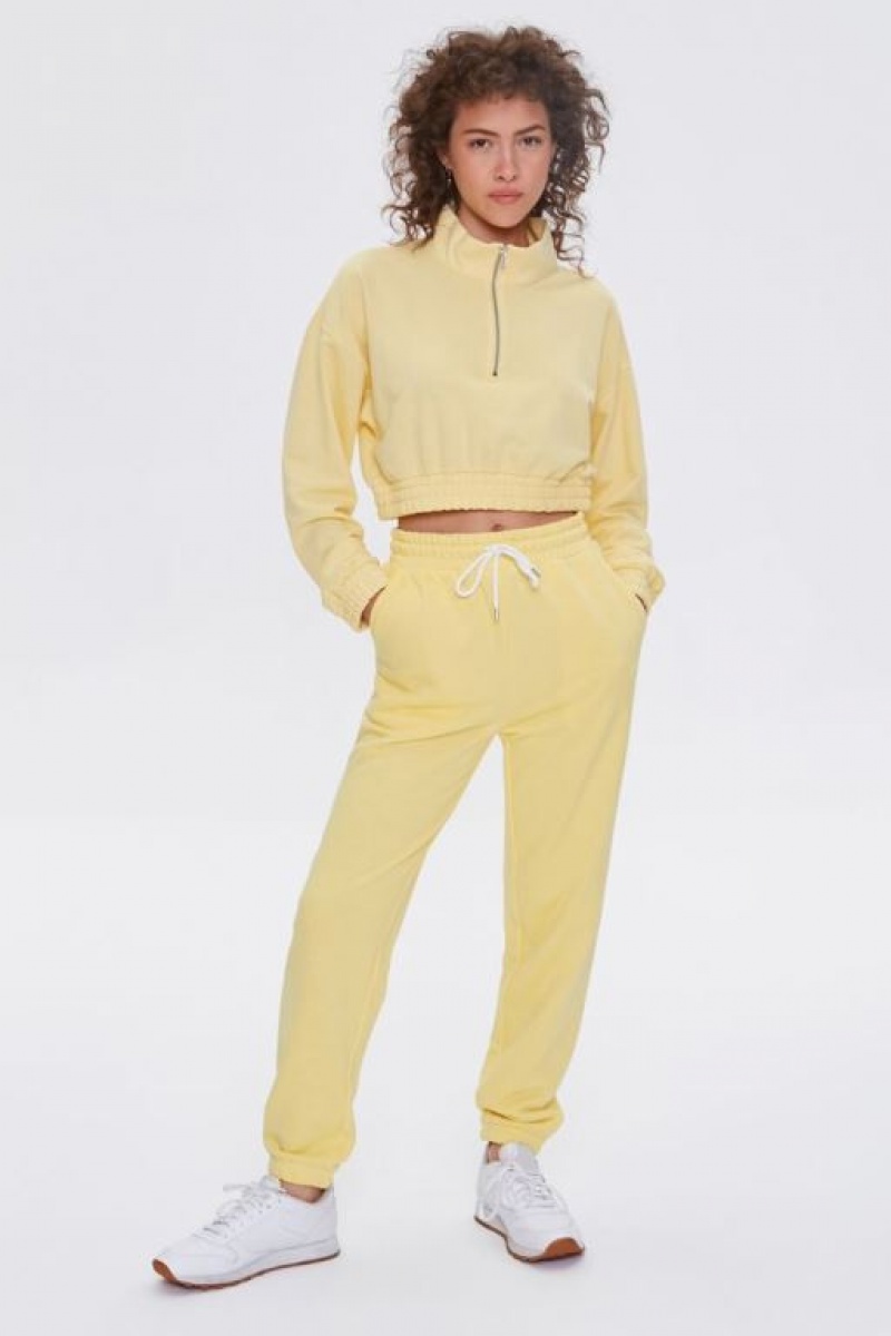 Pantalon Forever 21 Drawstring Waist Joggers Mujer Amarillo Claro | myRroHidQU6