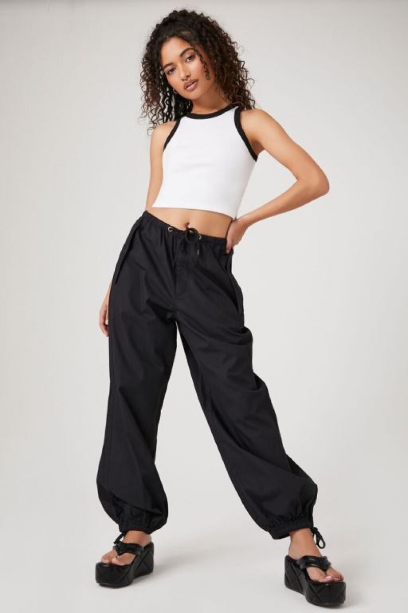 Pantalon Forever 21 Drawstring Wide Leg Joggers Mujer Negras | 2w8fIeIjXy5