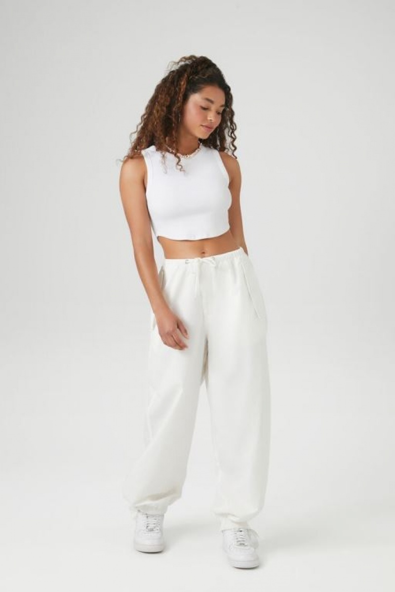 Pantalon Forever 21 Drawstring Wide Leg Joggers Mujer Blancas | ZCTU6J3uUXo