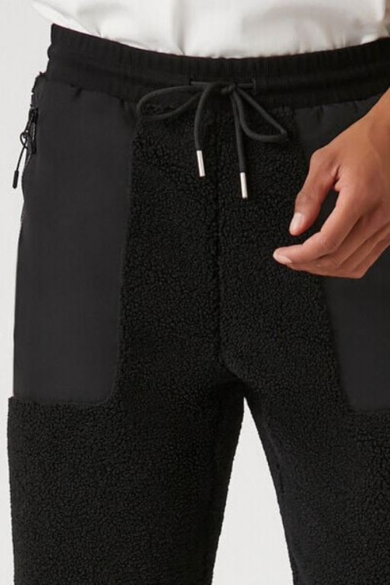 Pantalon Forever 21 Faux Shearling Drawstring Joggers Hombre Negras | 7VnYLpX9ajM