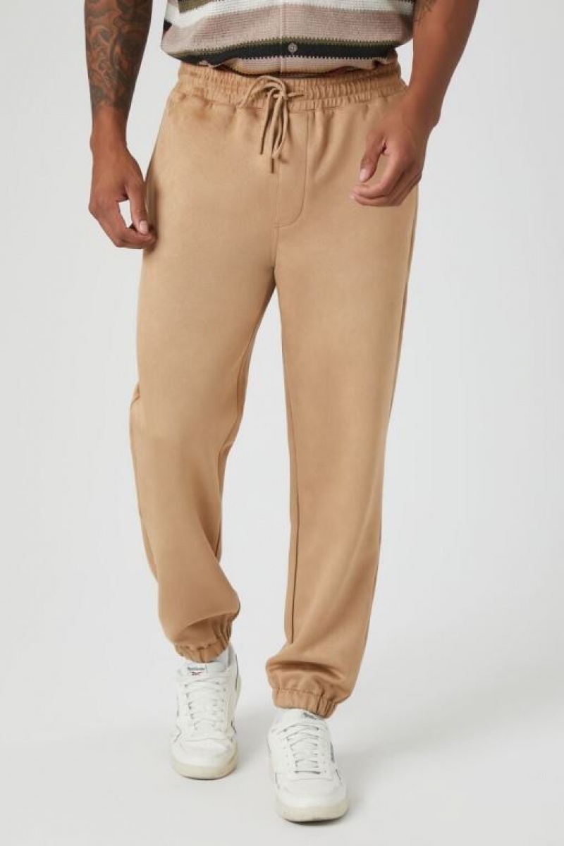 Pantalon Forever 21 Faux Suede Drawstring Joggers Hombre Marrones | 0MJCze93Sbk