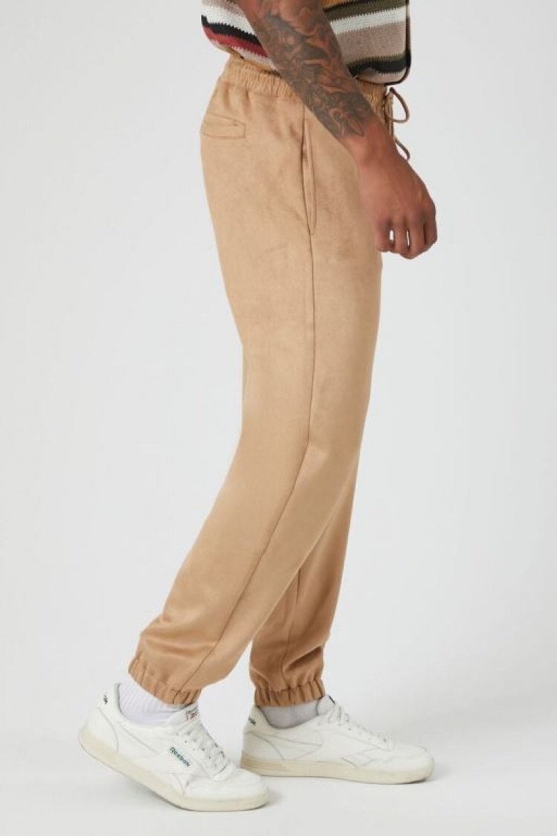 Pantalon Forever 21 Faux Suede Drawstring Joggers Hombre Marrones | 0MJCze93Sbk