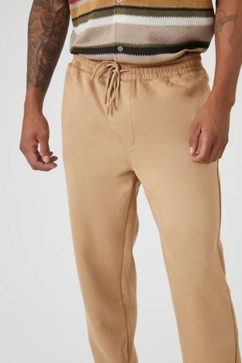 Pantalon Forever 21 Faux Suede Drawstring Joggers Hombre Marrones | 0MJCze93Sbk