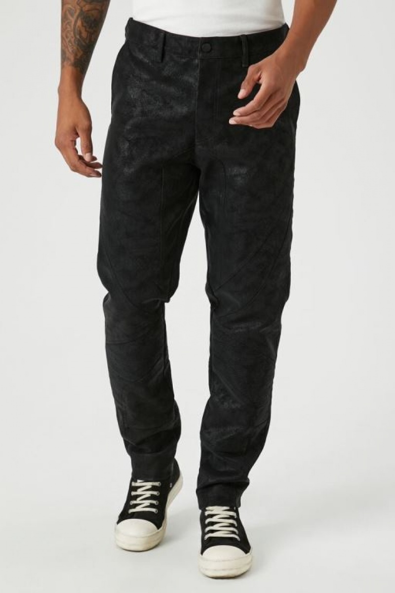 Pantalon Forever 21 Faux Suede Slim Fit Hombre Negras | fE19UGOTIh4