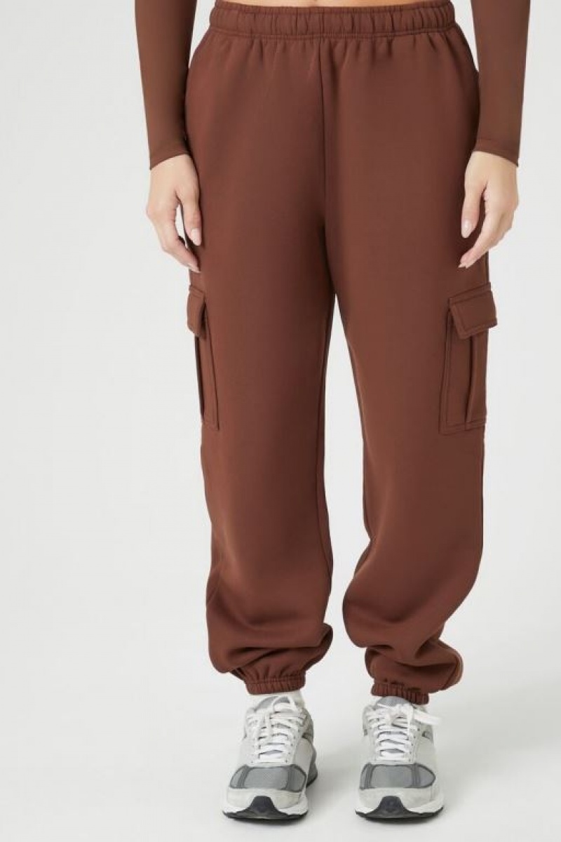 Pantalon Forever 21 Fleece Cargo Joggers Mujer Chocolate | gZZBnD943k7