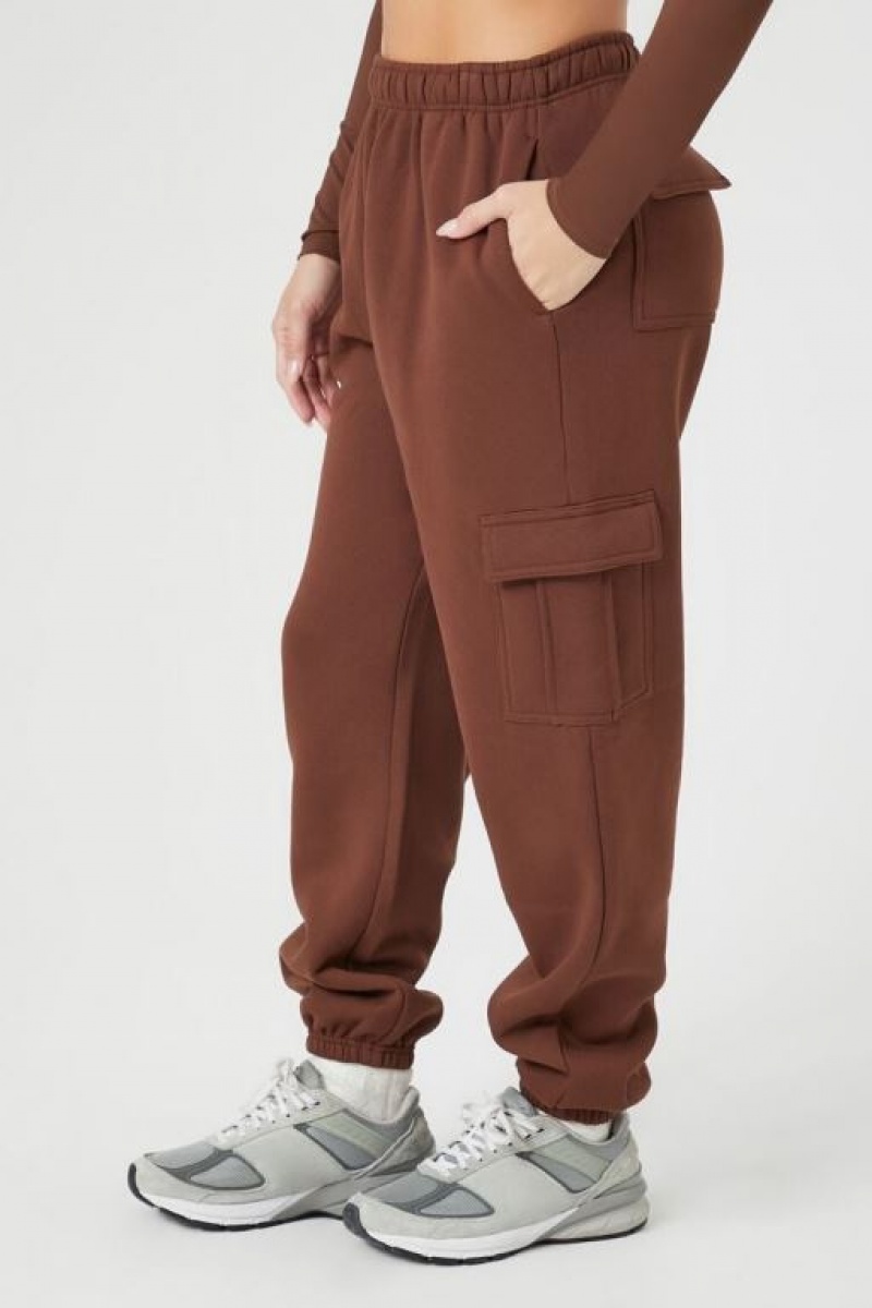 Pantalon Forever 21 Fleece Cargo Joggers Mujer Chocolate | gZZBnD943k7