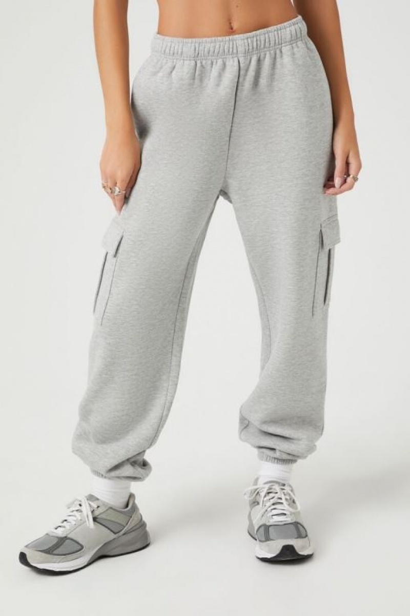 Pantalon Forever 21 Fleece Cargo Joggers Mujer Gris | 3CvVVlBjjkM