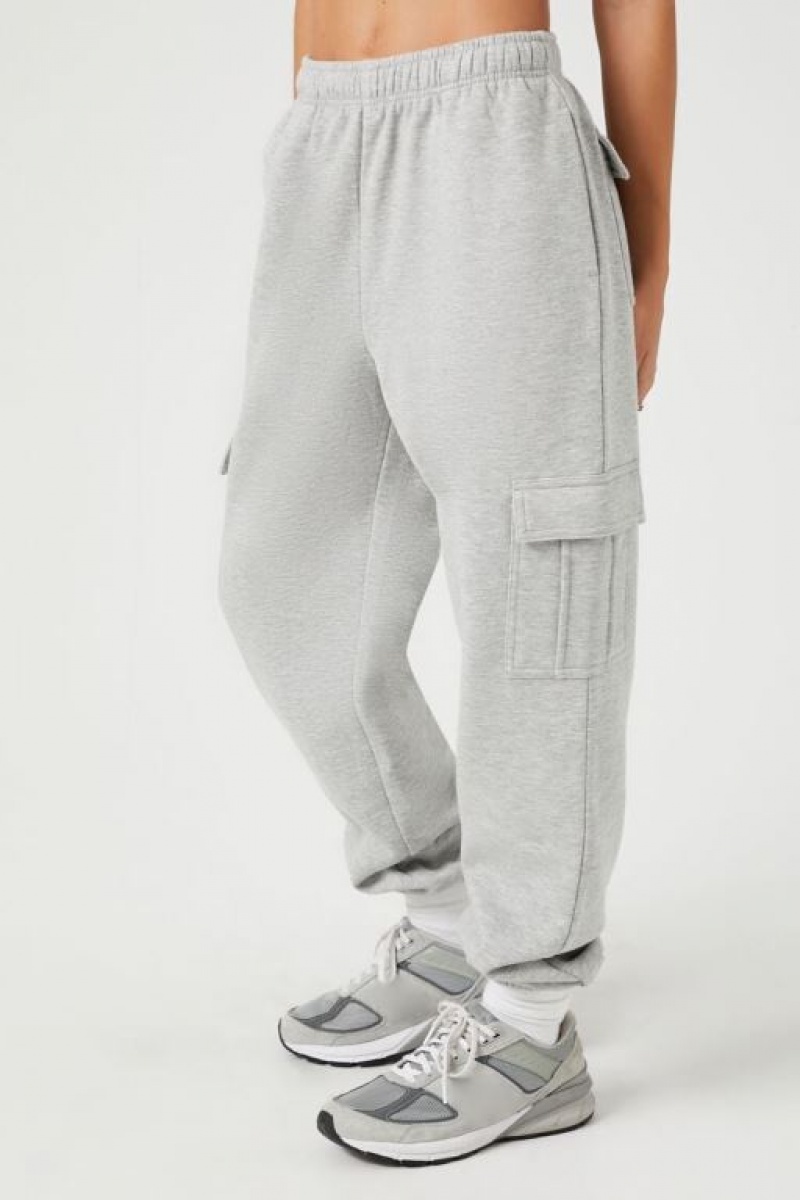 Pantalon Forever 21 Fleece Cargo Joggers Mujer Gris | 3CvVVlBjjkM