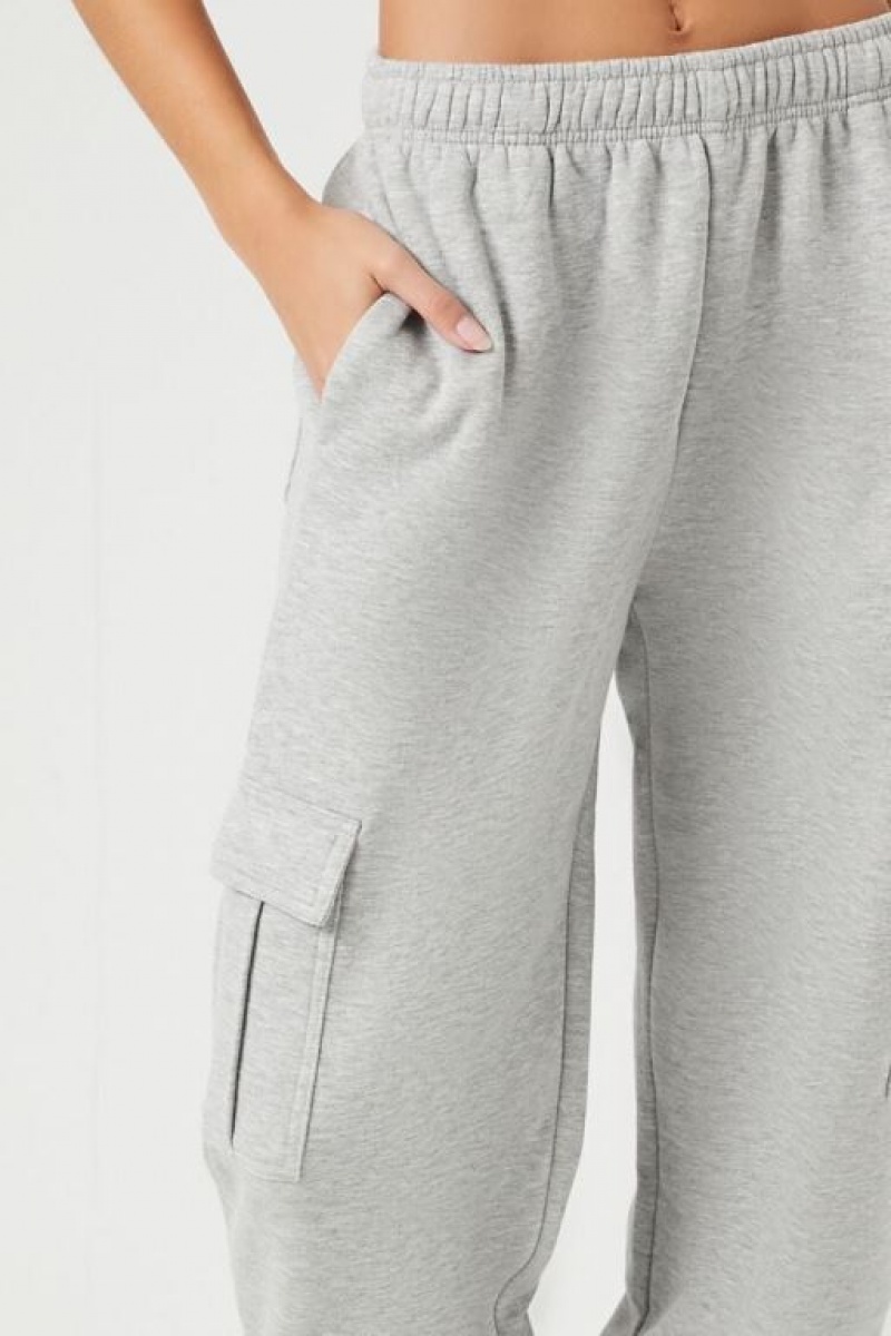 Pantalon Forever 21 Fleece Cargo Joggers Mujer Gris | 3CvVVlBjjkM