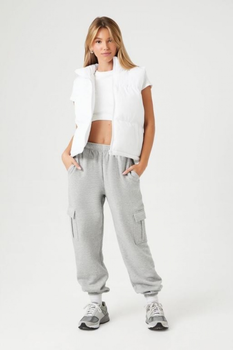 Pantalon Forever 21 Fleece Cargo Joggers Mujer Gris | 3CvVVlBjjkM