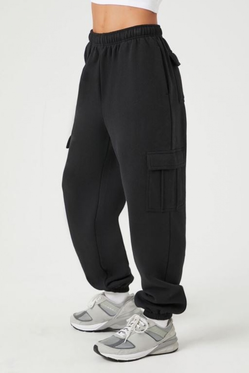 Pantalon Forever 21 Fleece Cargo Joggers Mujer Negras | TqguD0ZeSfI