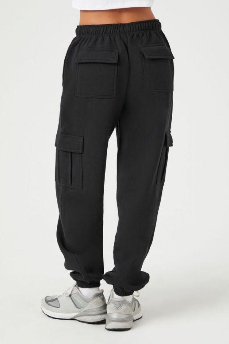 Pantalon Forever 21 Fleece Cargo Joggers Mujer Negras | TqguD0ZeSfI