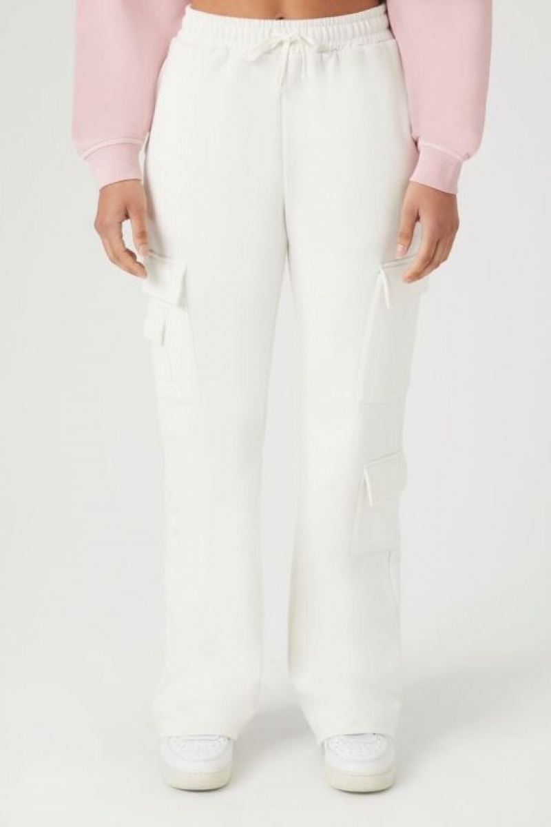 Pantalon Forever 21 Fleece Cargo Mujer Blancas | PFLVgFEritU