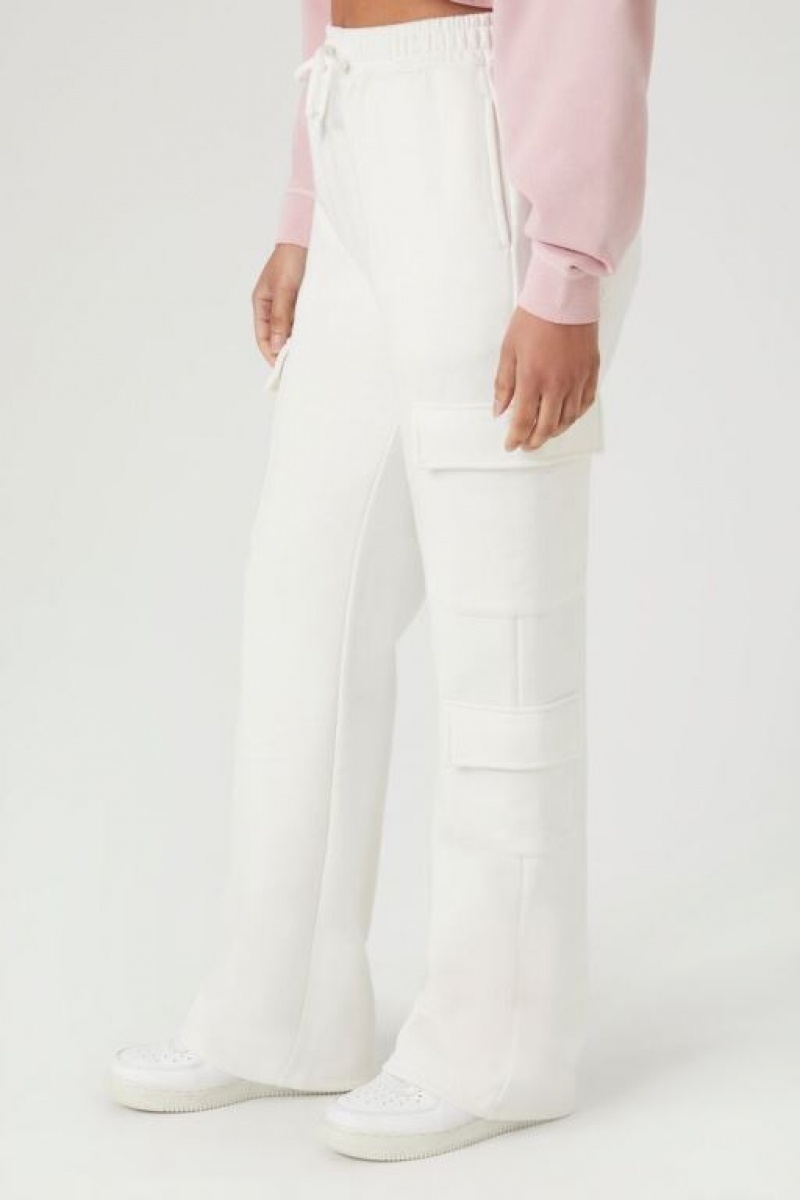 Pantalon Forever 21 Fleece Cargo Mujer Blancas | PFLVgFEritU