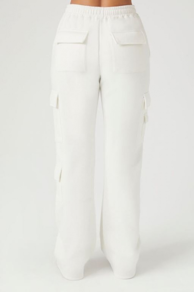 Pantalon Forever 21 Fleece Cargo Mujer Blancas | PFLVgFEritU