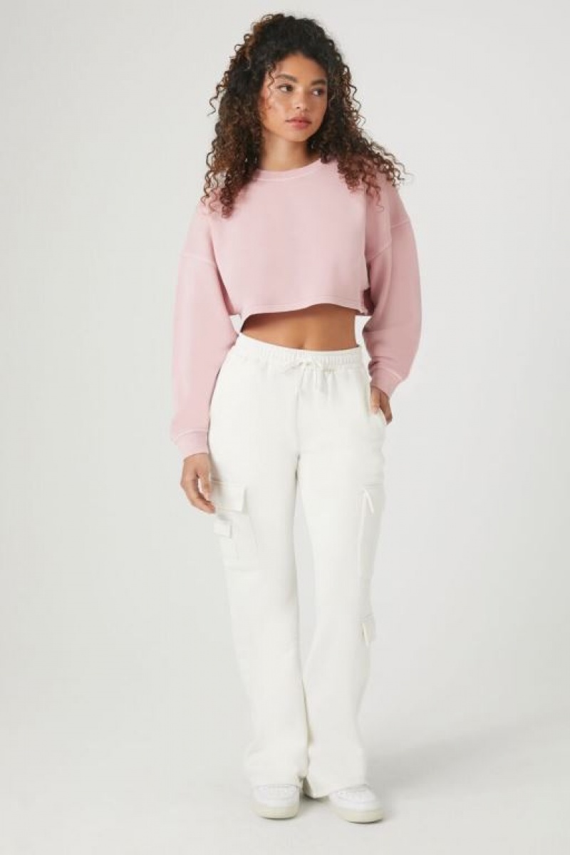 Pantalon Forever 21 Fleece Cargo Mujer Blancas | PFLVgFEritU